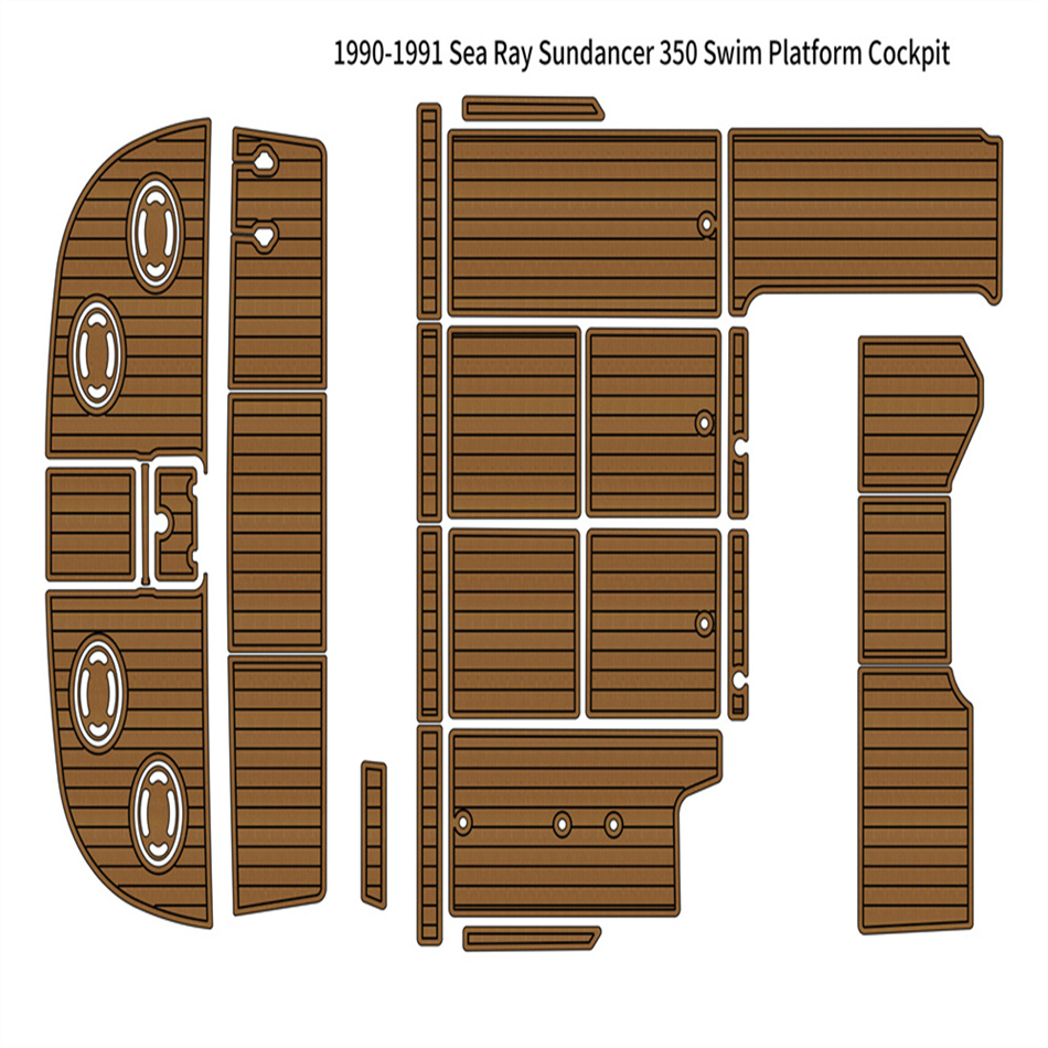 ZY 1990-1991 Sea Ray Sundancer 350 Swim Platform Cockpit Pad Boat Eva Teak Floor Backing Self Adhesive Seadek GatorStep Style Pads