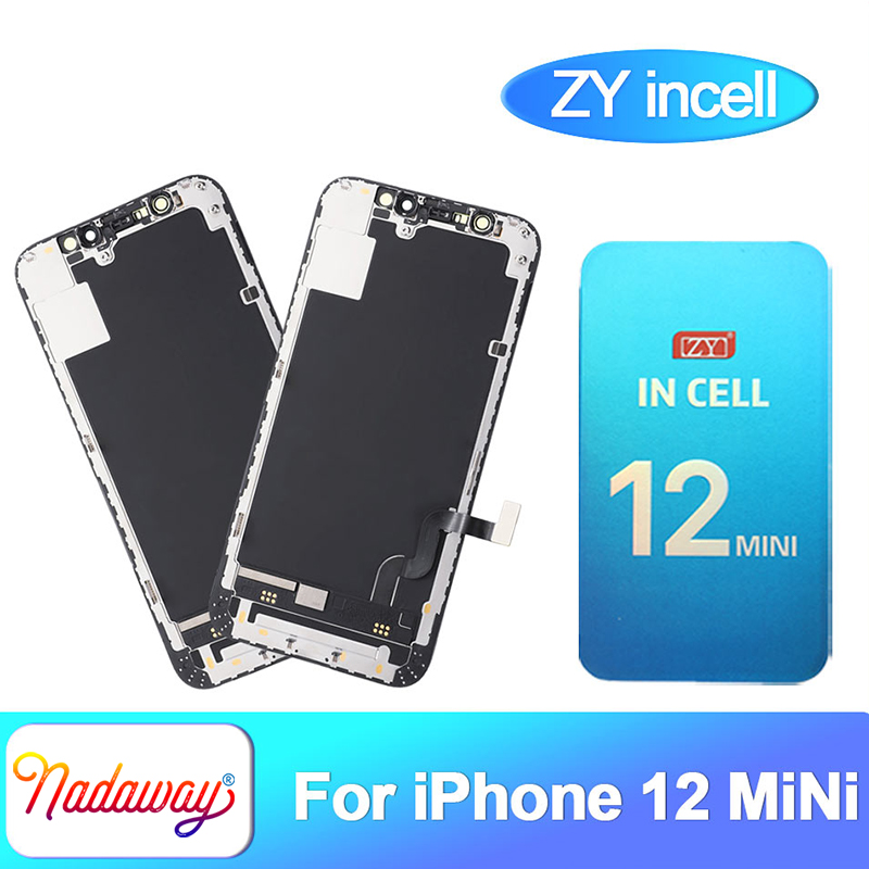 ZY Incell för iPhone 12 Mini LCD -skärm OLED Display Touch Digitizer Assembly Replacement