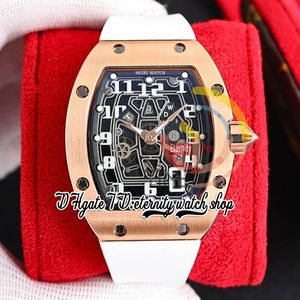 ZYF 67-01 automatisch mechanisch herenhorloge roségoud 316L roestvrijstalen kast skelet wijzerplaat nummermarkeringen witte rubberen band superversie eeuwigheid Reloj Watches