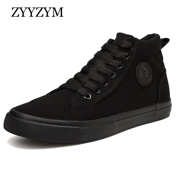 Zyyzym zapatos hombres primavera otoño encaje alto estilo alto estilo top vulcanize zapatos moda pisos juventud hombres zapatos de lona zapatillas de deporte lj201027