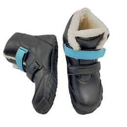 ZZfaber Kinderen Barefoot Winter Boots Soft Lederen Pluche Sneeuwschoenen voor Meisjes Jongens Kinderen Flexibele Warme Laarzen Outdoor 211108