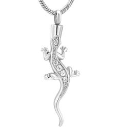 ZZL077 bijoux de crémation de lézard contient des cendres perte d'animal de compagnie en acier inoxydable urne commémorative porte-collier pendentif souvenir 2345872